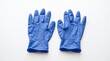 © baidi - Top view of blue disposable nitrile medical gloves palms up isolated on white background for sanitary protection