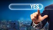 © Kathleen - yes button pressed by finger making important decision