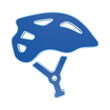 © Arthur - A light blue bicycle helmet icon with ventilation holes and a chin strap, isolated on a white background, for safety and, sports equipment concepts isolated on a transparent background