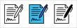 © Shamim - Pen signing contract icon set, business agreement signature document symbols, legal paperwork and management line art vector illustration for professional design