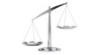 © Niamh - Shiny chrome balance scale with empty pans, isolated on transparent background