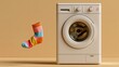 © Nataliia_Trushchenko - Washing machine spinning fast with colorful sock flying out dizzy