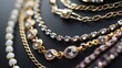 © Natasha - Assorted Luxury Jewelry Collection Featuring Gold Chains and Sparkling Gemstone Necklaces on Dark Background