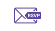 © Ammar - Purple envelope icon with attached rsvp tag designed in a clean minimalist flat vector style