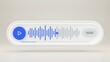 © Digi lite - Minimalist 3D voice message interface, blue audio waveform on white clay button, digital sound recording player for mobile app UI design