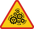 © vectorzking - Industrial warning sign with rotating gears, yellow triangle caution symbol for machinery, mechanical engineering safety vector icon ,Clean grouped each Icon