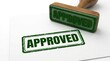 © MH - Green approved stamp pressed onto white paper symbolizing acceptance and positive confirmation of a document