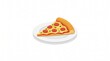 © habbi - Single slice of pepperoni pizza served on a small white plate against a clean white background