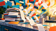 © Powers Video - Exploding Collage of Geometric Receipts and Card Silhouettes