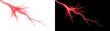 © Crafter - Storm strike of glowing red lightning branches crackling for overlay use in PNG, Transparent and Black Background Versions