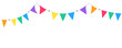 © Elena - Rainbow colored pennant bunting with bright triangle flags for happy celebrations, festival cards, party invitations, posters and banners.