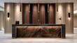 © Sampao - Modern hotel reception desk featuring sleek design, elegant lighting, warm wood accents, sophisticated finishes, and luxurious atmosphere in contemporary space
