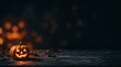 © Denis - Dark minimal halloween background with subtle warm bokeh lights and dark rustic texture with copy space