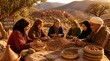 © Eka - Moroccan Family Harvesting Argan Nuts Together in Rural Village Landscape, Traditional Culture and Agriculture