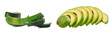 © Vu - Sliced avocado and avocado peel strips isolated on transparent background