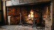 © Being Imaginative - Bright flames burning in a rustic stone fireplace during the Christmas 2026 holiday season