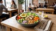 © Тоха Шикула - Delicious healthy salad bowl served in a vibrant restaurant setting