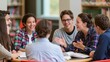 © AZ Studio - Diverse college students collaborating and laughing together in a library setting