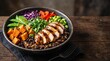 © Anna - Teriyaki chicken power bowl with sweet potato, edamame, and rice. A vibrant and nutritious meal perfect for healthy eating, meal prep, and restaurant menus.