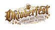 © MUHAMMAD - Vintage Oktoberfest German Beer Festival logo, golden harvest celebration typography, ornate brewery emblem with beer mug isolated PNG with Transparent Background