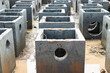 © vuthy - Rows of precast concrete drainage boxes arranged for installation at construction site