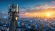 © intha - Cellular antenna tower with digital wireless connectivity illustrating mobile communication, broadband internet, data transmission and modern network infrastructure.