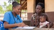 © Reandz - African Female Nurse Consulting with a Mother Holding Her Infant Child, Providing Essential Health Services in a Rural Community