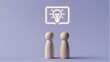© joeycheung - Two wooden figures face each other, sharing a glowing lightbulb idea.