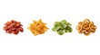 © SALAM - Set of four different salty potato and corn snacks on white background with potato chips fried food snack food white background