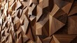 © wongjowo - Abstract geometric wooden wall background with triangular panels and 3D textured surface