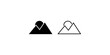 © 扁平化图标  - Mountain landscape and sun minimalist icon in solid and outline style.