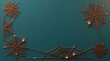 © MDBAKHTIAR - A spooky Halloween background featuring bronze spider webs and tiny spiders arranged in a decorative frame on a dark teal surface