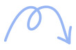 © Monika Jurczyk - Baby blue hand drawn chunky loop arrow PNG. Curved swirl arrow pointing right, smooth brush stroke directional symbol for navigation, UI, diagrams, social media, branding, presentation