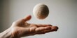 © Nina - Levitating wool dryer ball hovering above an open human hand representing magic energy and sustainable laundry care