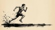 © MdShifat - Athletic man running fast with dynamic ink splash motion effect on a light green background for sports design