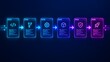 © abdul studio - Neon glowing digital workflow sequence illustrating software development lifecycle security and product launch pipeline