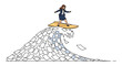 © gentho - Businesswoman surfing a wave made of office papers.