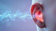 © Ruby - Science concept illustration showing the hearing process and audio wave analysis.