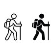 © PNG BOSS 22 - Hiking person with backpack and walking stick, outline and solid styles
