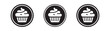 © Sarker - Cupcake icons set inside round black frames for modern mobile application or web interface buttons.