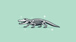 © Caroline Studio - Anatomical illustration of a crocodile skeleton on a solid mint background.