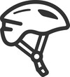 © Nahid - Modern safety bicycle helmet vector icon with chin strap and ventilation slots for cycling protection and outdoor activity safety.