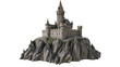 © Theodore - Medieval stone castle with tall spires perched on a jagged rocky mountain cliff