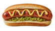 © topngi - Grilled beef hot dog with relish mustard and ketchup, isolated on transparent background