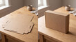 © Olivia  - Cardboard box transformation assembly comparison on wooden table surface