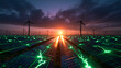 © BlackBridge Media - Solar Panels and Wind Turbines Generating Clean Renewable Energy