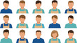 © rezaul4022 - Collection of worker profile icons with diverse people in turquoise shirts and brown aprons