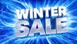 © MST - Bold winter sale typography set against a glowing blue light burst with blue energy 3D typography retail promotion seasonal discount shopping event holiday offer winter season glowing backgroun