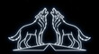 © Rizwanda - Symmetric Wolf Howling Outline Glowing White Neon Vector Art