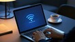 © AZ Studio - Person typing on laptop with Wi-Fi connection lost error message on screen